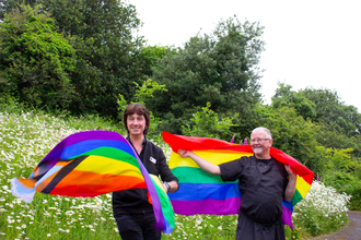 Mark and Gar with flag