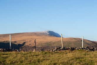 Frosty mountain views from Allt Rhongyr Nature Reserve. 