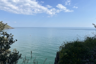 A view from the coast on a sunny day. 