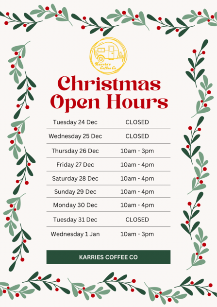 Cafe Christmas opening times 2024